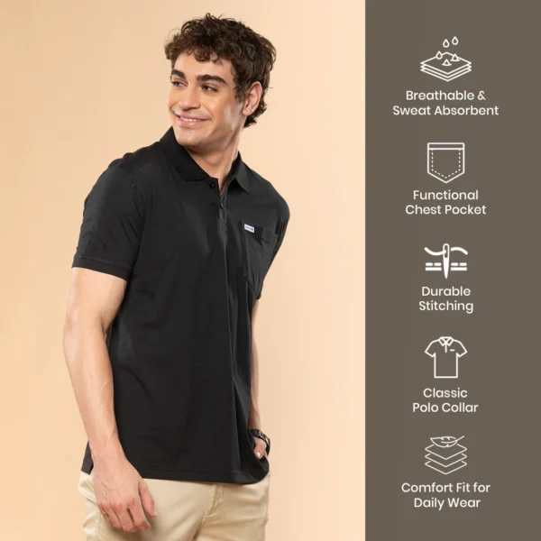 ADONiS Men’s Polo T-Shirt with Pocket | Soft Cotton Sinker Polo T-Shirt for Men | Stretchable Half Sleeve Collar T-Shirt | Casual, Office & Semi-Formal Wear