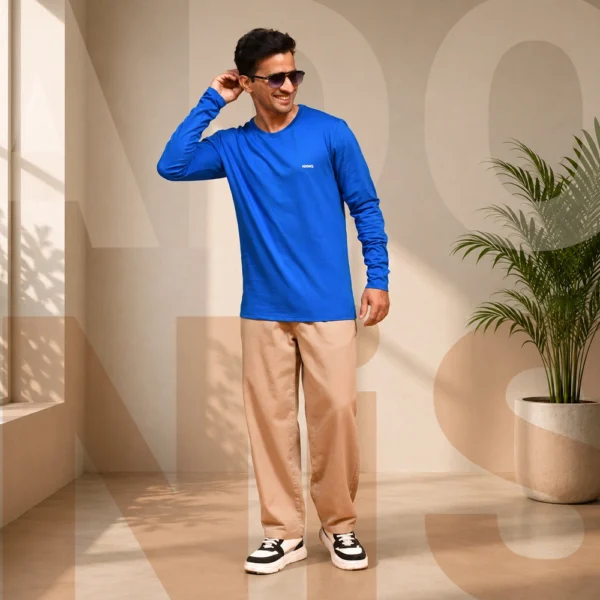 ADONiS Men’s Cotton Regular Fit Round Neck T-Shirt | Full Sleeve | Breathable Soft Fabric | Everyday Comfort Wear